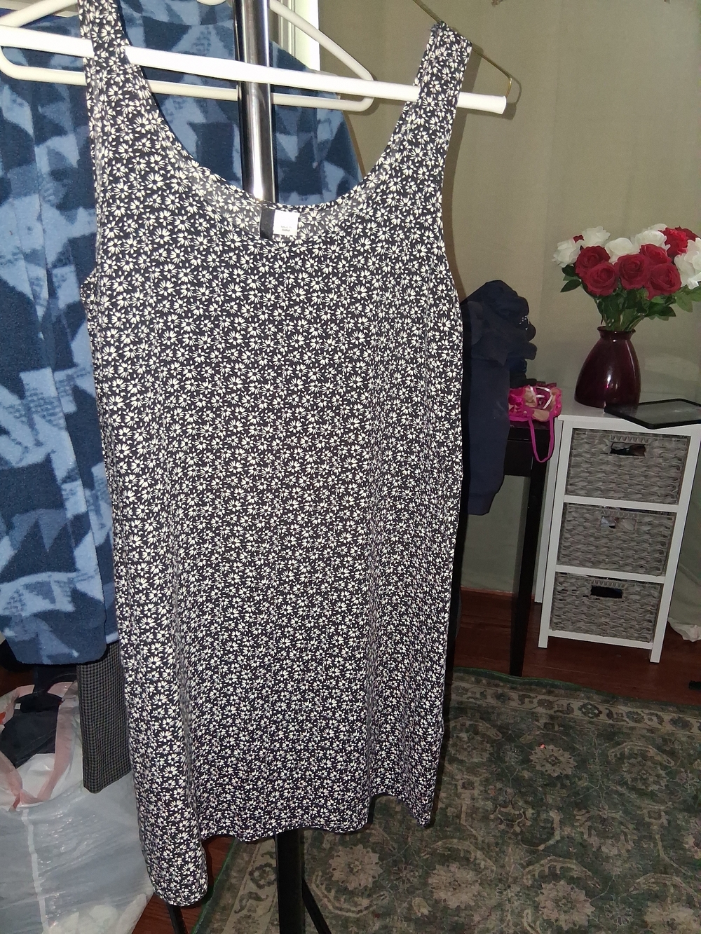 Sleeveless Navy Floral Tank Mini Dress